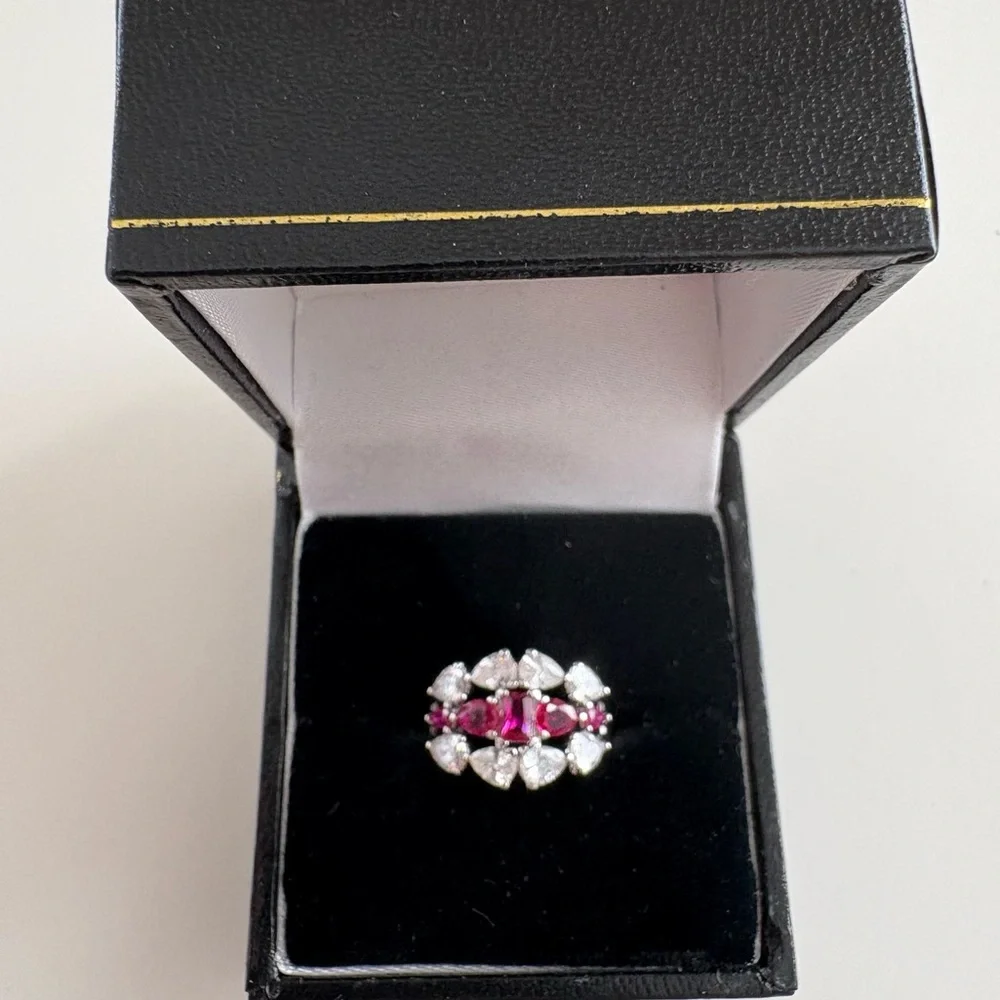 Bomb Party July25 Kids Ring RG89687K Ruby & Diamond CZ Rhodium Plating